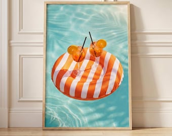 Aperol Spritz Poster | Pool Day Wall Art | Aesthetic Summer Print | Italian Cocktail Decor | Bar Cart Art | Summer Lover Gift