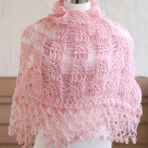 Pink Bridal Lace Shawl: Crochet Wedding Wrap Bolero