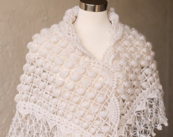 Crochet bridal wrap,bridal shawl,bridal coverup,bridal shrug, bridal cape,Cloak,lace shawl,bridal bolero,capelet,ivory shawl,off white wrap
