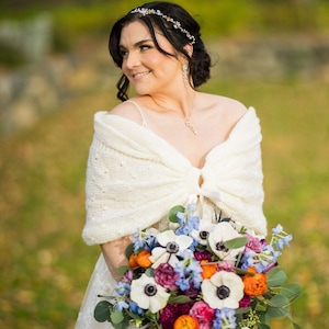 Handknit Bridal Shawl: Mohair Wool Wedding Cover-Up