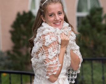 Wedding shawl,Ivory shawl,bridal coverup,bridal bolero,winter wedding shawl for bride and bridesmaid,bridal wrap,Ivory bolero,bridal shrug