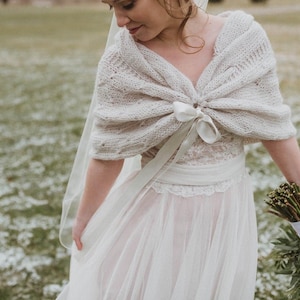 Off White Mohair Bridal Shawl: Winter Wedding Wrap