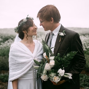 White Bridal Shawl: Winter Wedding Knit Bolero with Wool