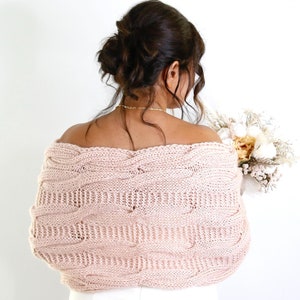 Rose Pink Bridal Knit Shawl: Mohair Wedding Wrap