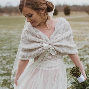 Chales y boleros románticos para bodas, bolero de boda, chal de novia de mohair, chal de boda de invierno, top de vestido de novia de moscato, blanco roto