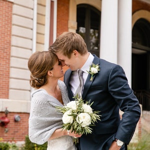 Light Gray Bridal Shawl: Mohair Blend Winter Wedding Wrap