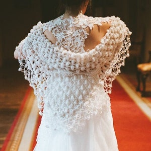 Wedding shawl,crochet shawl, bridal shawl, bridal bolero, bridal coverup, winter bridal wrap, bridal cape, ivory shawl, wedding cape