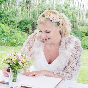 Beige Braut Stola, Braut Shrug, Beige Kap, Braut Bolero, Weiß, Hochzeitsschal für die Braut, Braut Coverup, Braut Cape, Spitzenschal, viktorianisch