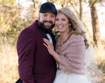 Mauve Bridal Shawl: Rose Pink Wedding Wrap with Mohair & Wool