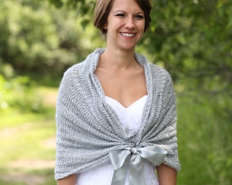 Gray Mohair Bridal Shawl: Winter Wedding Cover-Up