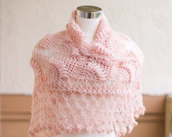 Pink Crochet Bridal Shawl: Wedding Bolero Shrug