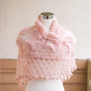 Pink Crochet Bridal Shawl: Wedding Bolero Shrug