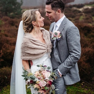 Beige Mohair Bridal Shawl: Handmade Wedding Wrap