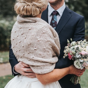 Beige Mohair Bridal Shawl: Handmade Wedding Wrap