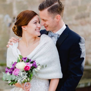 Hand Knit Wedding Shawl: Acrylic Wool Bridal Capelet