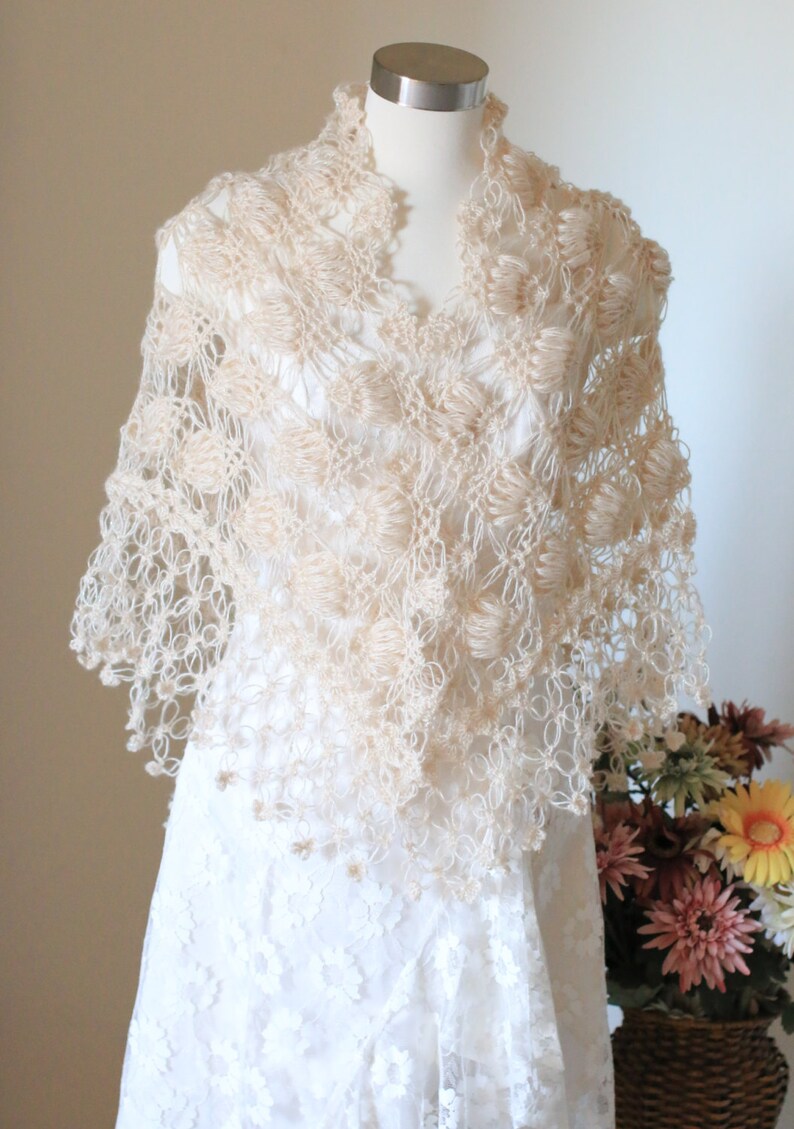 Champagne Shawl Ivory Wedding Shawl. Bridal Cape Winter Etsy