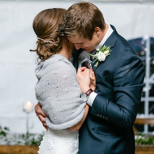 Silver Glitter Grey Bridal Shawl: Mohair Wedding Wrap