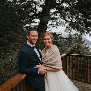 Beige Mohair Bridal Shawl: Handmade Wedding Wrap image 4