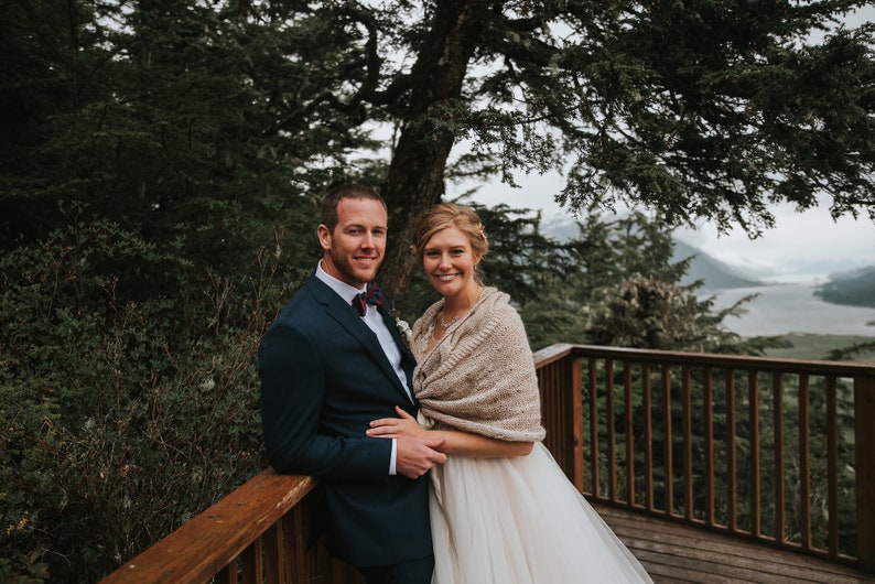Beige Mohair Bridal Shawl: Handmade Wedding Wrap image 4