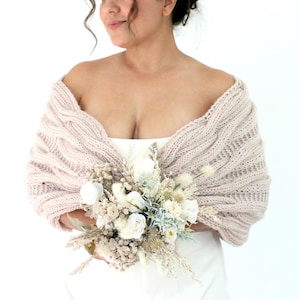 Hand-Knit Blush Bridal Shawl: Mohair Wedding Wrap