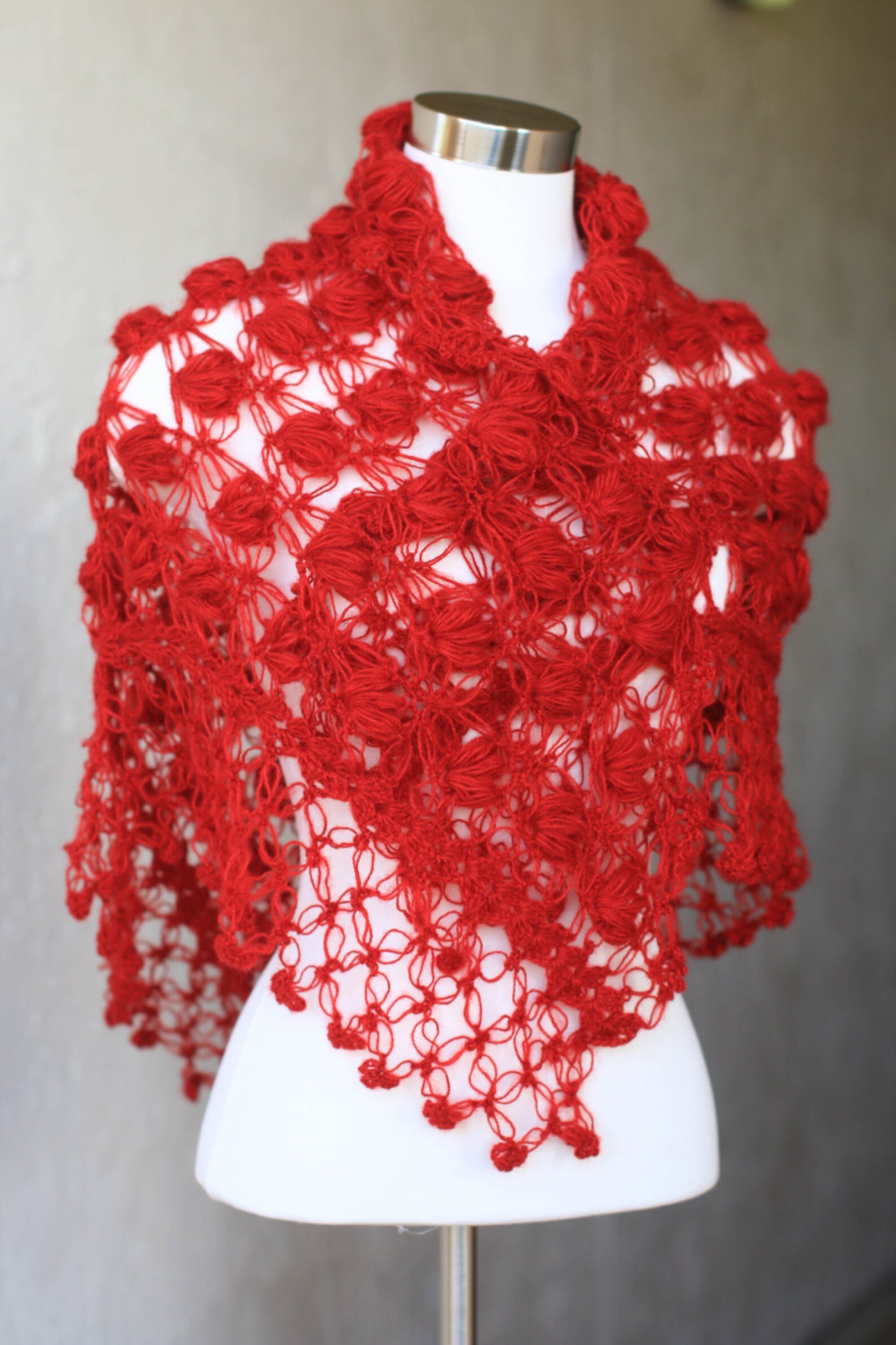 womens red shawl