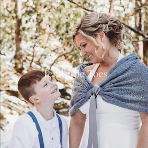 Handmade Bridal Shawl: Winter Wedding Wrap with Ribbon