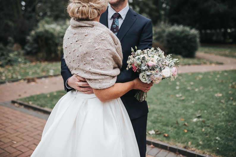 Beige Mohair Bridal Shawl: Handmade Wedding Wrap image 1