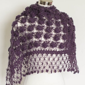Crochet Bridal Bolero: Mohair Wedding Shawl - Plum