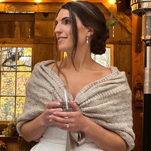 Handmade Bridal Bolero: Knit Wedding Shawl with Wool Blend