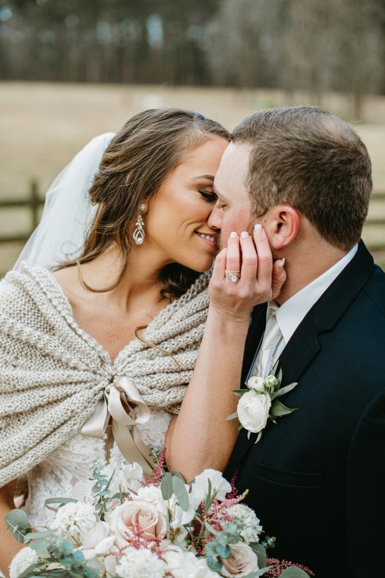 Beige Mohair Bridal Shawl: Handmade Wedding Wrap image 3