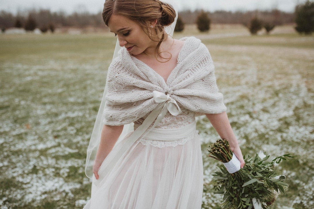 Wedding Shawl and Gloves Set Moscato Color Wedding Wrap Bridal