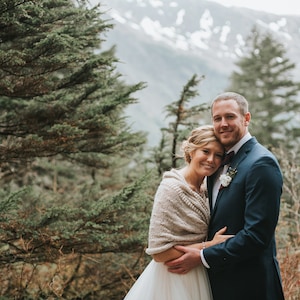 Beige Mohair Bridal Shawl: Handmade Wedding Wrap image 5