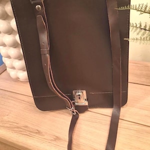 Vintage Brown Leather Satchel Briefcase Document Bag Shoulder Strap