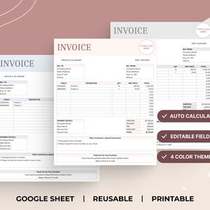 Rechnungsvorlage Google Sheets Druckbare Geschäftstabelle Bearbeitbares Dokument Professioneller Rechnungsstellungshersteller