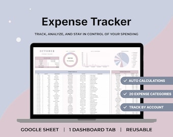 Expense Tracker Spreadsheet Budget Planner Template Google Sheets Monthly Finance Tracker Personal Spending Log