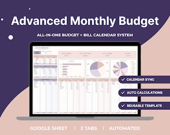 Monthly Budget Tracker Spreadsheet Bill Calendar Template Expense Organizer Automatic Savings Dashboard Google Sheets