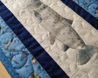 Quilted fish  table runner