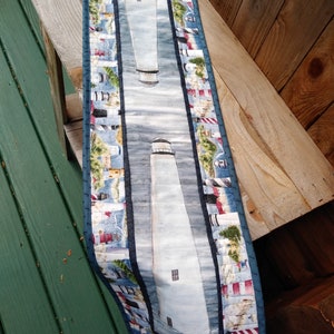 Painted lighthouse table runner