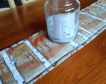 Skinny table runner with trees