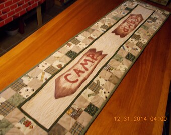 hand painted, machine quilted, table runner