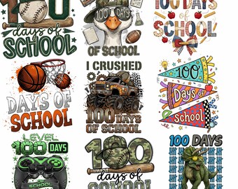 100 dagar av skolan PNG-paket, 100-dagars skjortdesigner, lärarskola, sublimering PNG, barnklassrumspyssel