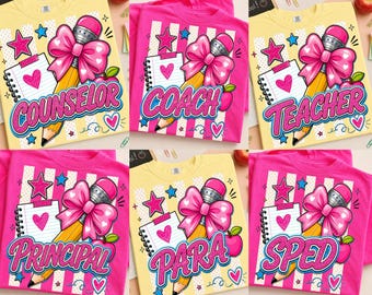 School Staff PNG Bundle | Teacher PNG | Counselor Coach Principal Para SPED Design | Back to School Sublimation