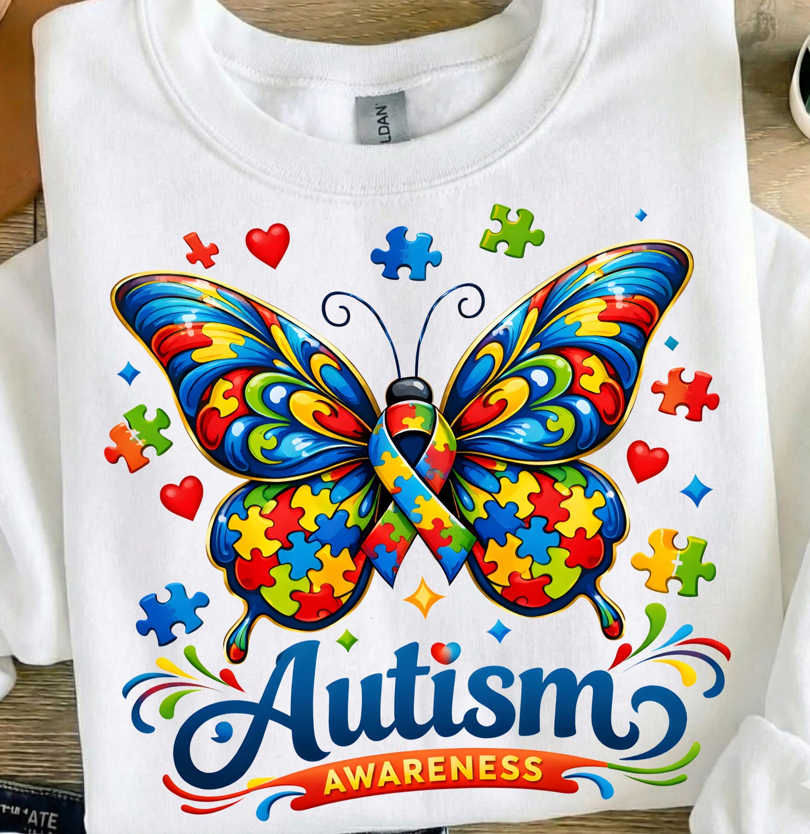 Autism Awareness Butterfly PNG | Puzzle Piece Ribbon Design (digital ...