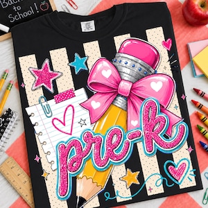 Striped Back To School PNG Bundle | Pre-K Kindergarten First Second Third Fourth Grade | Teacher Shirt Sublimation image 8