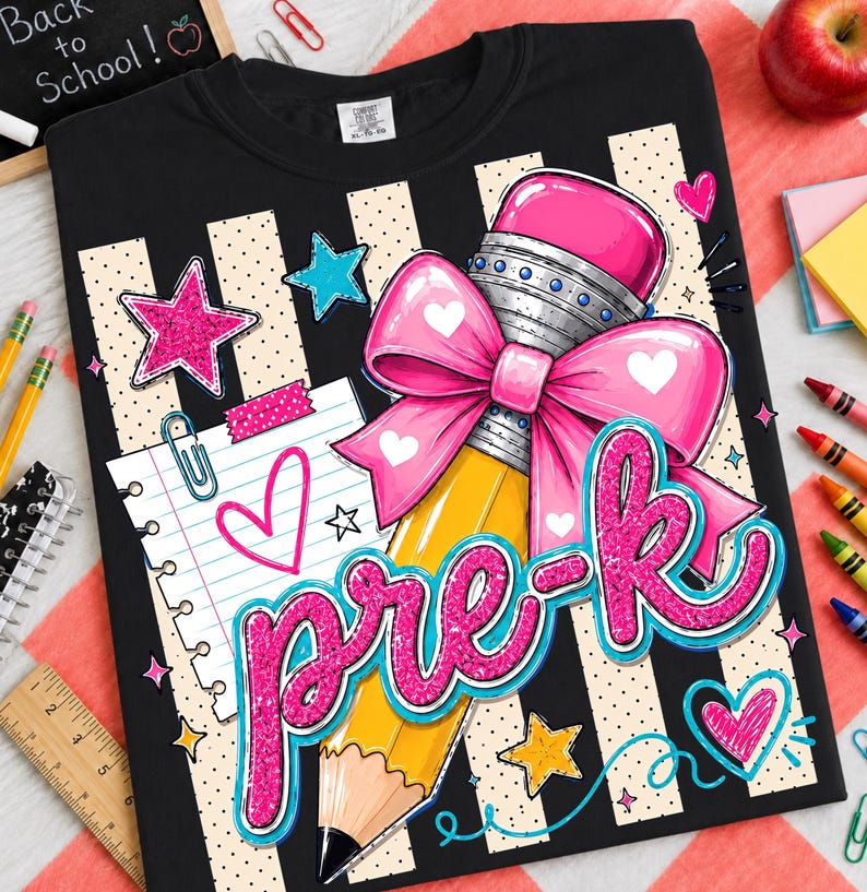 Striped Back To School PNG Bundle | Pre-K Kindergarten First Second Third Fourth Grade | Teacher Shirt Sublimation image 8