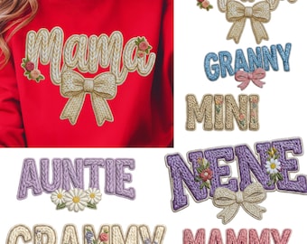 Crochet Mama PNG Bundle | Faux Yarn Bow PNG | Cozy Knitted Coquette PNG | 3D Crochet Mama Mini Gigi | Sublimation Download