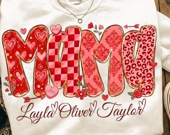 Preppy Mama Valentine PNG | Editable Mama Valentine Design | Leopard Checkered Heart PNG | Sublimation Valentine
