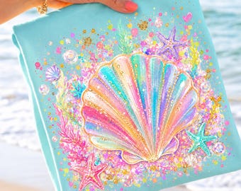Seashell PNG | Girly Beach Sublimation Design | Colorful Ocean Splatter PNG | Summer Vibes Coastal Boutique PNG