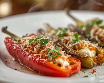 Italienische Gefüllte Paprika Rezept | Einfache Finger Food-Aperitif | Schneller Party Snack • Digitaler Download PDF