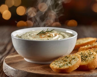 Knoblauch Snack Dip Rezept | Einfache Finger Food-Aperitif | Cremiger Knoblauch Brotaufstrich • Digitaler Download PDF